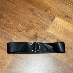 Elegant Vintage Black Faux Leather Belt with Silver Buckle